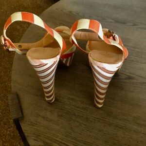 Jessica Simpson Red and Cream Striped Heels